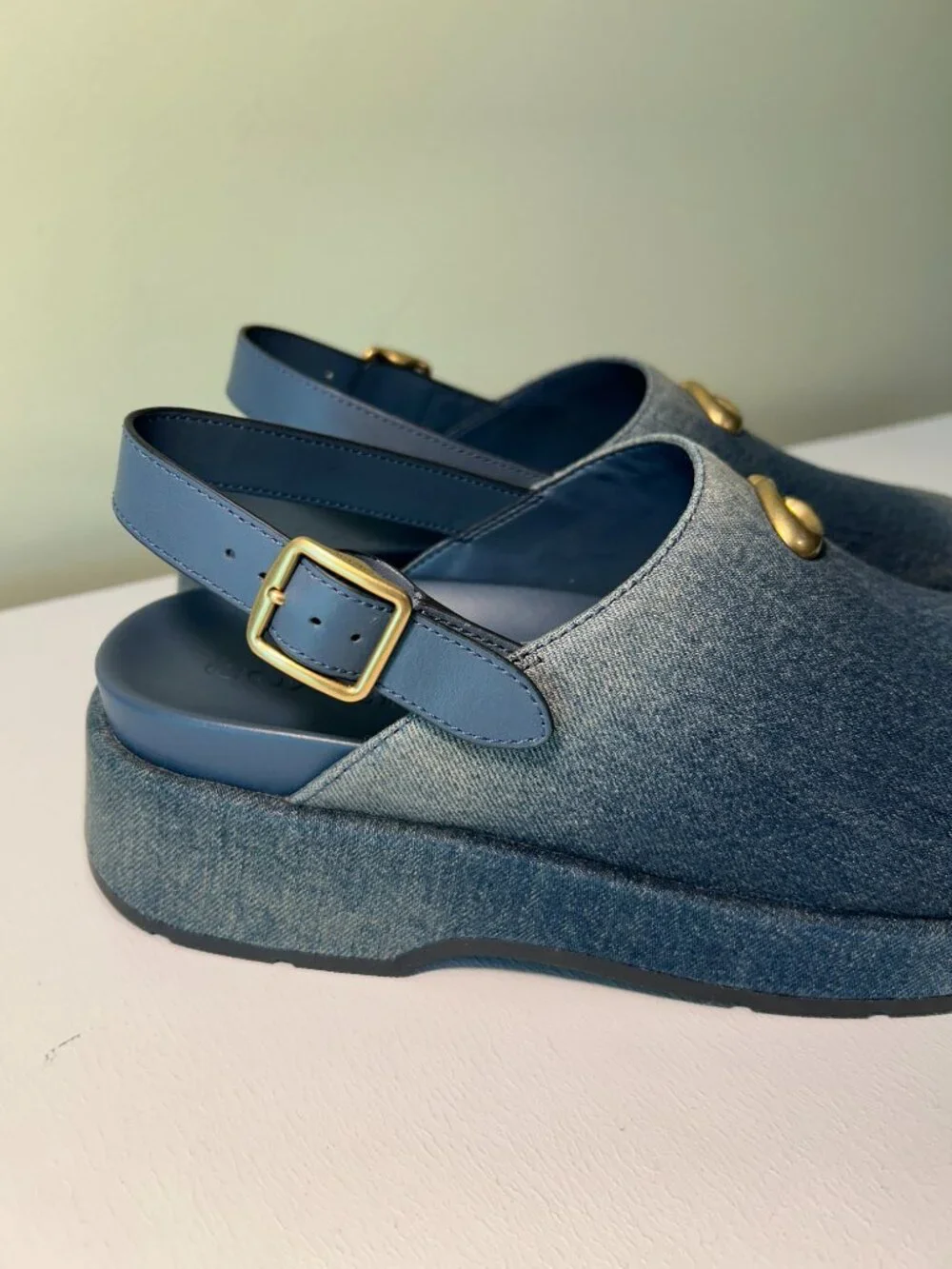 Coach Women's Sculpted C Platform Clog In Loved Denim